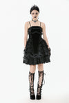 Gothic Bat Coffin Lolita Dress with Lace Ruffles and Adjustable Ties DW1088
