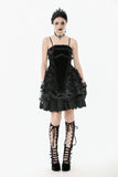 Gothic Bat Coffin Lolita Dress with Lace Ruffles and Adjustable Ties DW1088