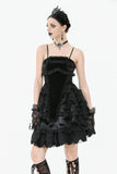 Gothic Bat Coffin Lolita Dress with Lace Ruffles and Adjustable Ties DW1088
