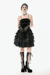 Gothic Bat Coffin Lolita Dress with Lace Ruffles and Adjustable Ties DW1088