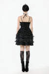 Gothic Bat Coffin Lolita Dress with Lace Ruffles and Adjustable Ties DW1088