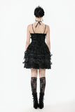 Gothic Bat Coffin Lolita Dress with Lace Ruffles and Adjustable Ties DW1088