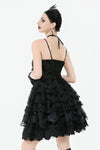 Gothic Bat Coffin Lolita Dress with Lace Ruffles and Adjustable Ties DW1088