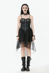 Punk Faux Leather & Mesh Dress DW1105
