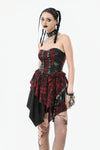 Punk Inked Plaid Dress with Faux Leather Splice & Grommet Lace-Up DW1111