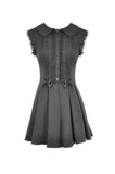 Charming Sleeveless Dress with Pleated Skirt & Bow Detail DW1112