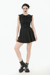 Charming Sleeveless Dress with Pleated Skirt & Bow Detail DW1112