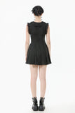 Charming Sleeveless Dress with Pleated Skirt & Bow Detail DW1112