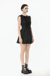 Charming Sleeveless Dress with Pleated Skirt & Bow Detail DW1112