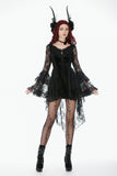 Classic Gothic Velvet & Lace Embroidered Dress DW1128 - Gothlolibeauty