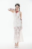 White Romantic Gothic Mermaid Dress DW1130
