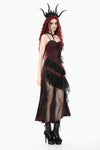 Gothic Red Rose Asymmetric Layered Lace Ruffle dress DW1142