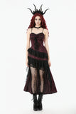 Gothic Red Rose Asymmetric Layered Lace Ruffle dress DW1142
