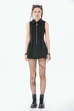 Skull-Collar Tactical Punk Sleeveless Dress DW1147 - Gothlolibeauty