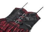 Red-Black Plaid Leather Layered Punk Sweetcore Dress DW1156 - Gothlolibeauty