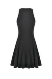 Night Vine Shackles - Dark Techwear Halter V-Neck Cross Pendant Double Eyelet Corset Lace-Up A-Line Dress DW1168