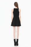 Night Vine Shackles - Dark Techwear Halter V-Neck Cross Pendant Double Eyelet Corset Lace-Up A-Line Dress DW1168