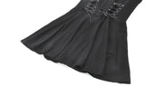 Night Vine Shackles - Dark Techwear Halter V-Neck Cross Pendant Double Eyelet Corset Lace-Up A-Line Dress DW1168