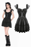 Gothic Lolita Jacquard Lace Flutter-Sleeve Cake Mini Dress DW1171