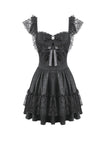 Gothic Lolita Jacquard Lace Flutter-Sleeve Cake Mini Dress DW1171