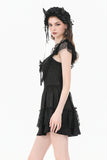 Gothic Lolita Jacquard Lace Flutter-Sleeve Cake Mini Dress DW1171