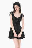 Gothic Lolita Jacquard Lace Flutter-Sleeve Cake Mini Dress DW1171