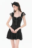 Gothic Lolita Jacquard Lace Flutter-Sleeve Cake Mini Dress DW1171