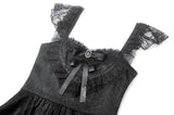 Gothic Lolita Jacquard Lace Flutter-Sleeve Cake Mini Dress DW1171