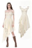 Vintage Gothic Textured Lace Irregular Strap Dress DW1172