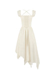 Vintage Gothic Textured Lace Irregular Strap Dress DW1172