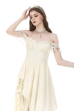 Vintage Gothic Textured Lace Irregular Strap Dress DW1172