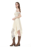 Vintage Gothic Textured Lace Irregular Strap Dress DW1172
