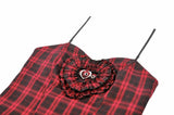 Sweet Punk Red  Black Tartan Cami Dress with Heart Buckle  DW1173