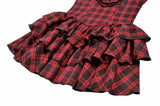 Sweet Punk Red  Black Tartan Cami Dress with Heart Buckle  DW1173