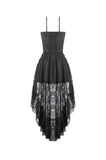 Retro Gothic Lace Camisole High-Low Ruffle Tail Dress DW1177