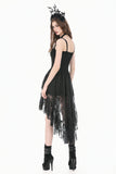 Retro Gothic Lace Camisole High-Low Ruffle Tail Dress DW1177