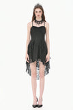 Gothic Romantic All-Stretch Lace Cami Dress with High-Low Ruffle Tail Hem DW1178