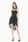 Gothic Romantic All-Stretch Lace Cami Dress with High-Low Ruffle Tail Hem DW1178