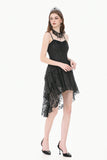 Gothic Romantic All-Stretch Lace Cami Dress with High-Low Ruffle Tail Hem DW1178