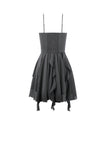 Goth V-Neck Lace Embroidery Asymmetric Flowy Chiffon Dress DW1180