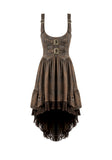 Steampunk Vintage Tie-Dye Leather Patchwork Lace Dress DW1181
