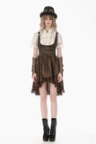 Steampunk Vintage Tie-Dye Leather Patchwork Lace Dress DW1181