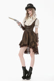 Steampunk Vintage Tie-Dye Leather Patchwork Lace Dress DW1181
