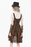 Steampunk Vintage Tie-Dye Leather Patchwork Lace Dress DW1181