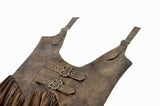 Steampunk Vintage Tie-Dye Leather Patchwork Lace Dress DW1181