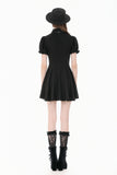 Dark Academic Purple Mesh Lace Patchwork Collar Puff Sleeve Dress DW1184
