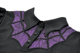 Dark Academic Purple Mesh Lace Patchwork Collar Puff Sleeve Dress DW1184