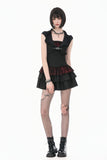 Gothic Punk Mini Dress with Ruffled Collar and Tiered Cake Skirt DW1186