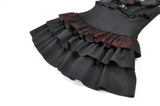 Gothic Punk Mini Dress with Ruffled Collar and Tiered Cake Skirt DW1186