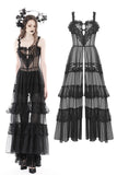 Gothic sexy transparent hearted layer lace mesh maxi dress DW814